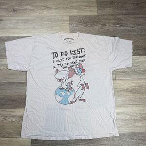 Animaniacs Shirt Mens 2XL Beige Pinky And The Brain Graphic Tee Cartoon TV Show
